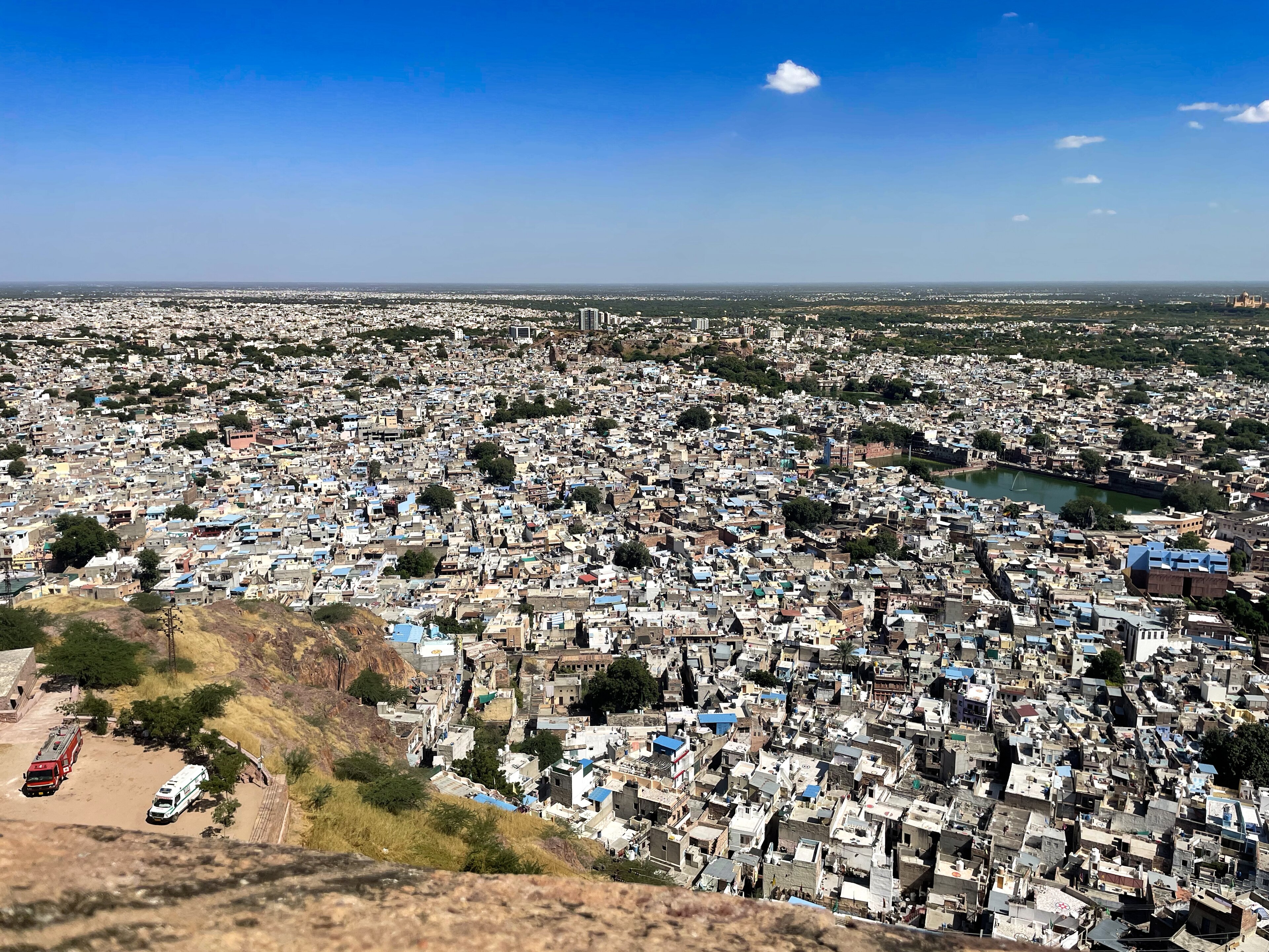Mehrangarh Fort over the blue city of Jodhpur, Rajasthan